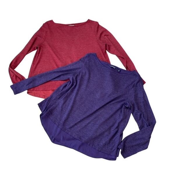 2 Lands' End Long Sleeve Boatneck Tops - Large Petite - Picture 1 of 7